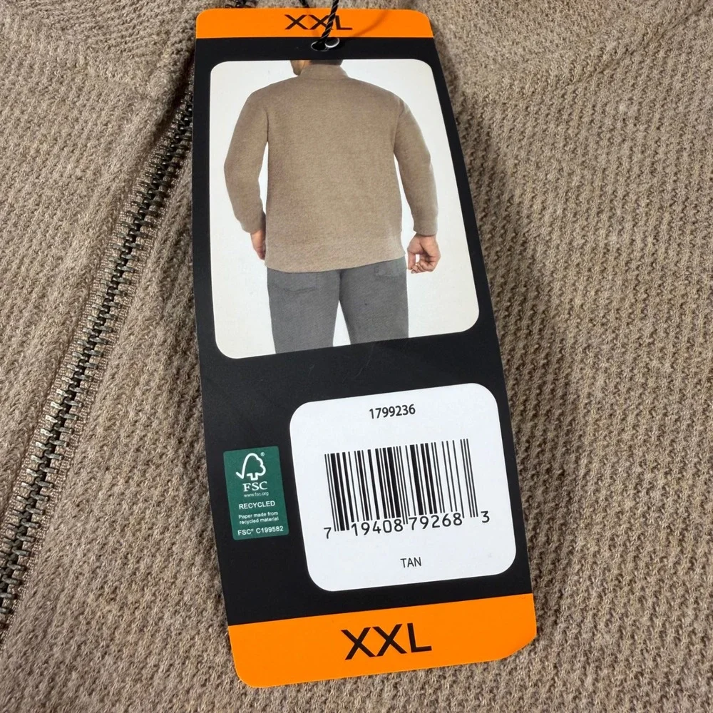 NWT Banana Republic‎ Mens XXL Tan Quarter Zip Pullover Sweater Cotton Blend LS